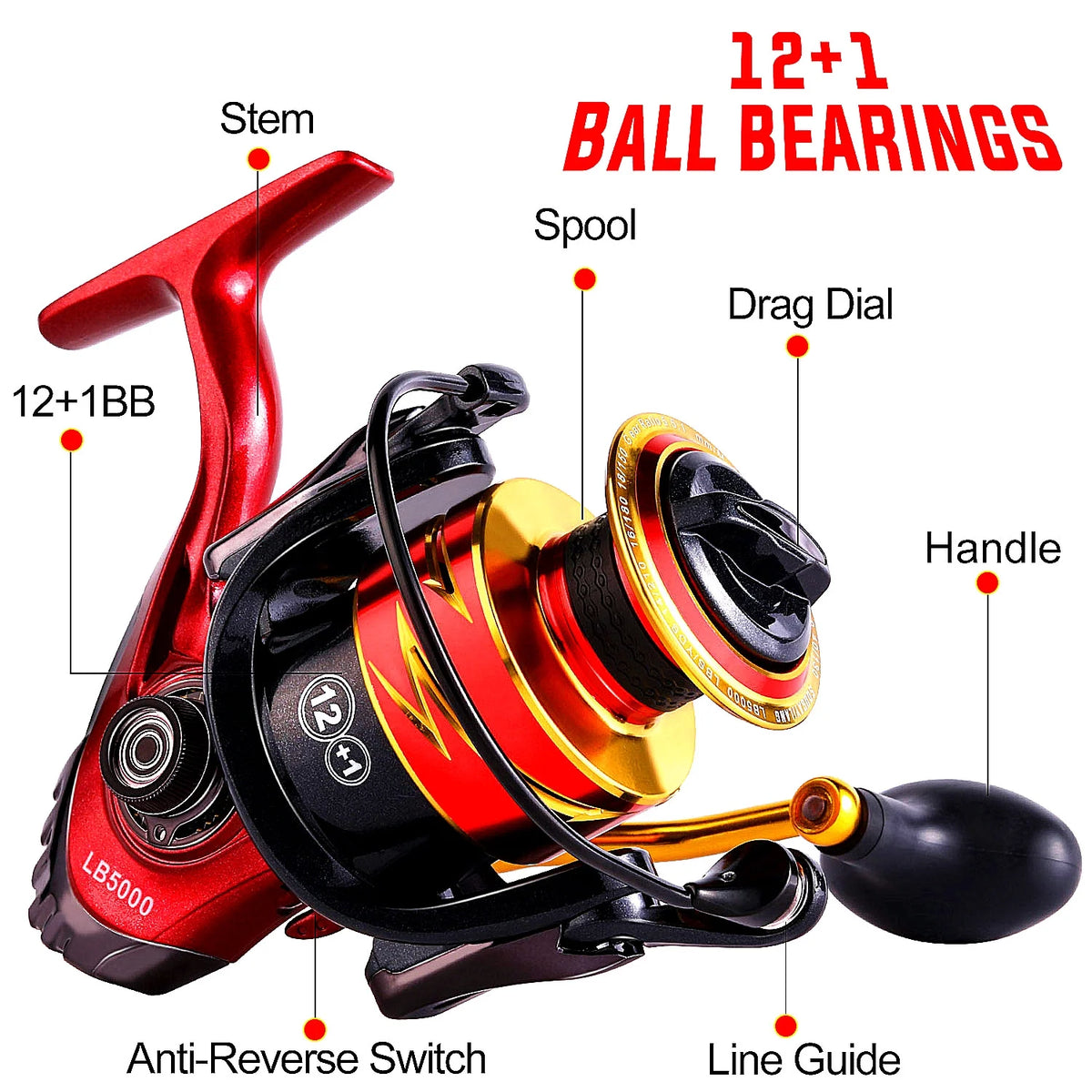 Sougayilang Fishing Reel Ultralight 12+1 BB Spinning Reel R39381