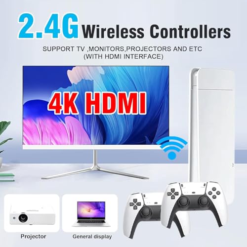 Wireless Retro Gaming Console Built-in 20000+ Classic Games 4K HDMI Plug & Play with Dual 2.4G Wireless Controllers N706078
