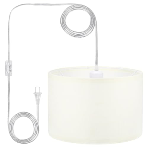 15Ft Rope Cord Hanging Lamp Fixture with On/Off Switch, White C93463