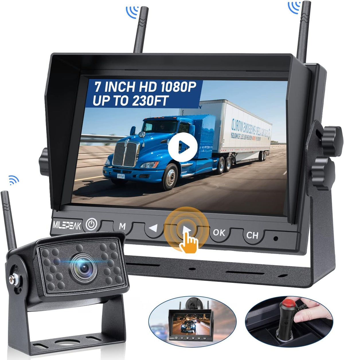 7 Inch Wireless Backup Camera with HD 1080P DVR G65304