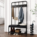 Black Freestanding Hall Tree with Storage Shelves T117