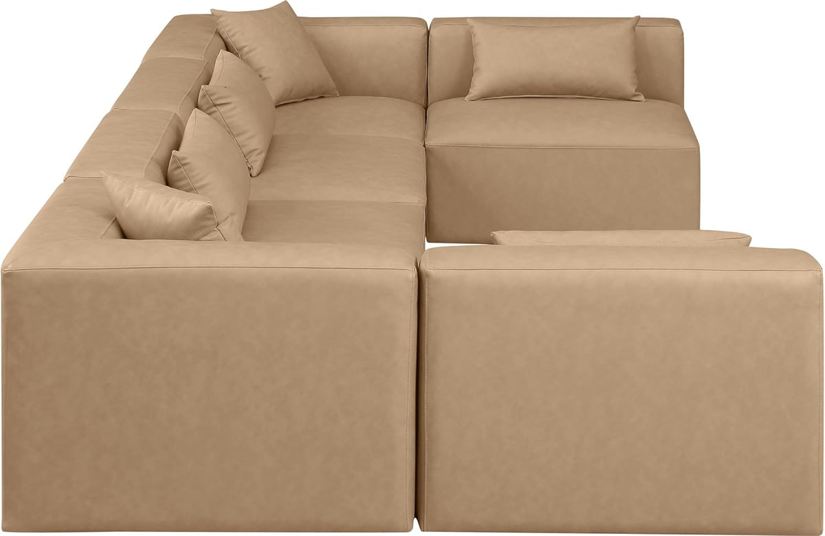 Tan Vegan Leather Modular Sectional E766