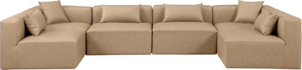Tan Vegan Leather Modular Sectional E766