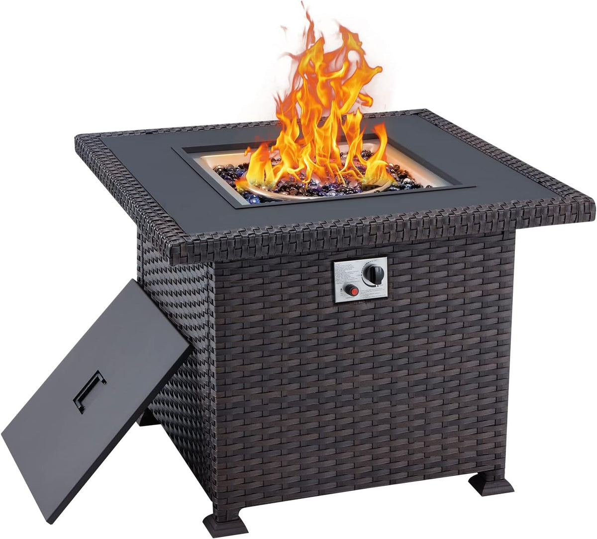 50in 50000BTU Propane Fire Pit Table with Cover and Blue Fire Glass Y40534