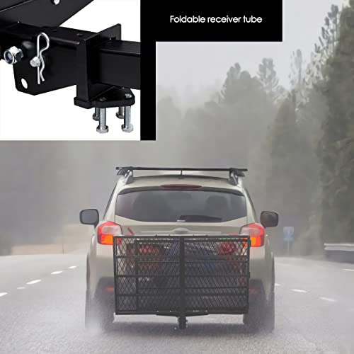 Heavy Duty Folding Hitch Cargo Carrier with Ramp, 500LBS Weight Capacity L59507