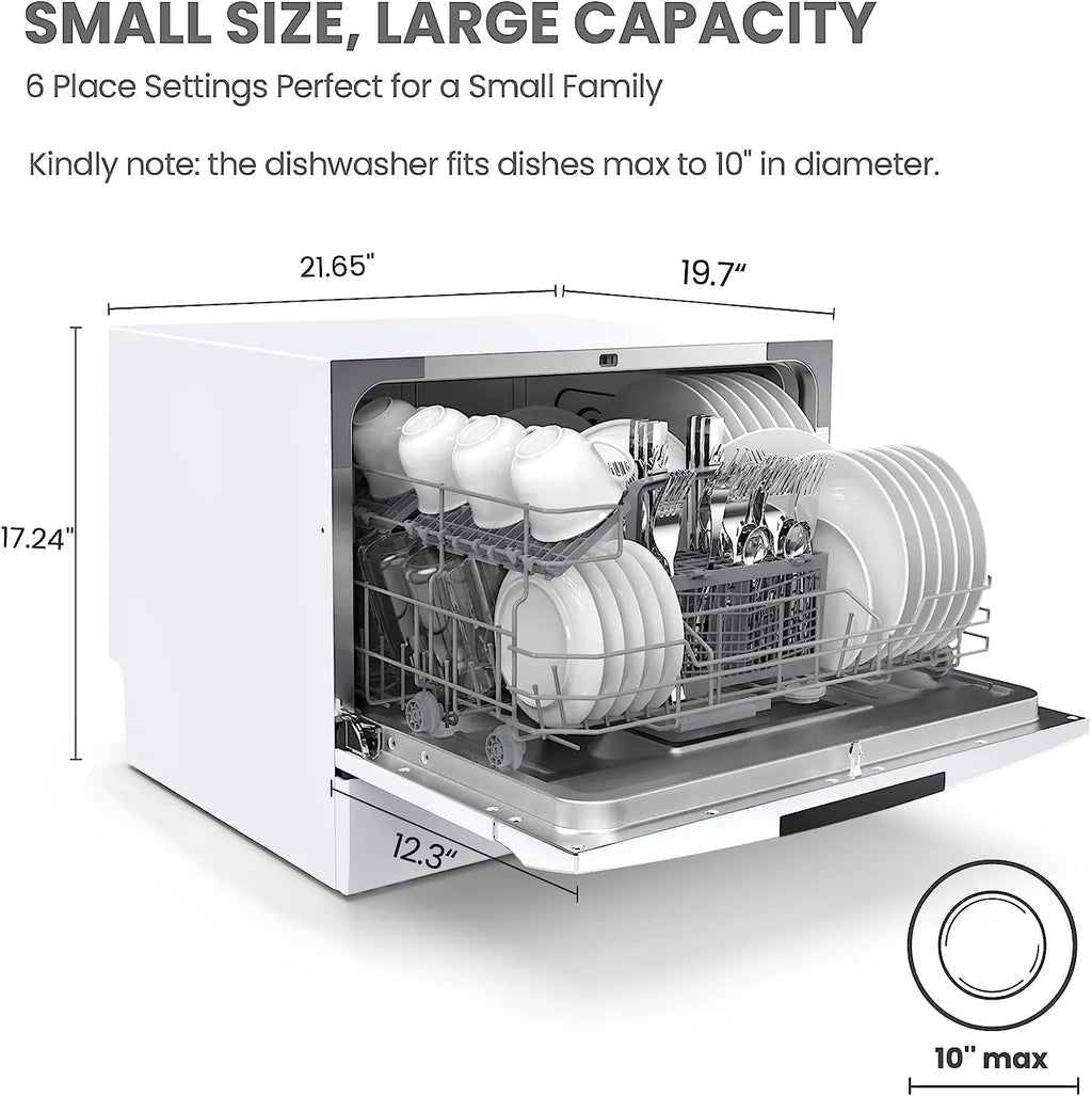 White Countertop Dishwasher with 6 Place Settings O488