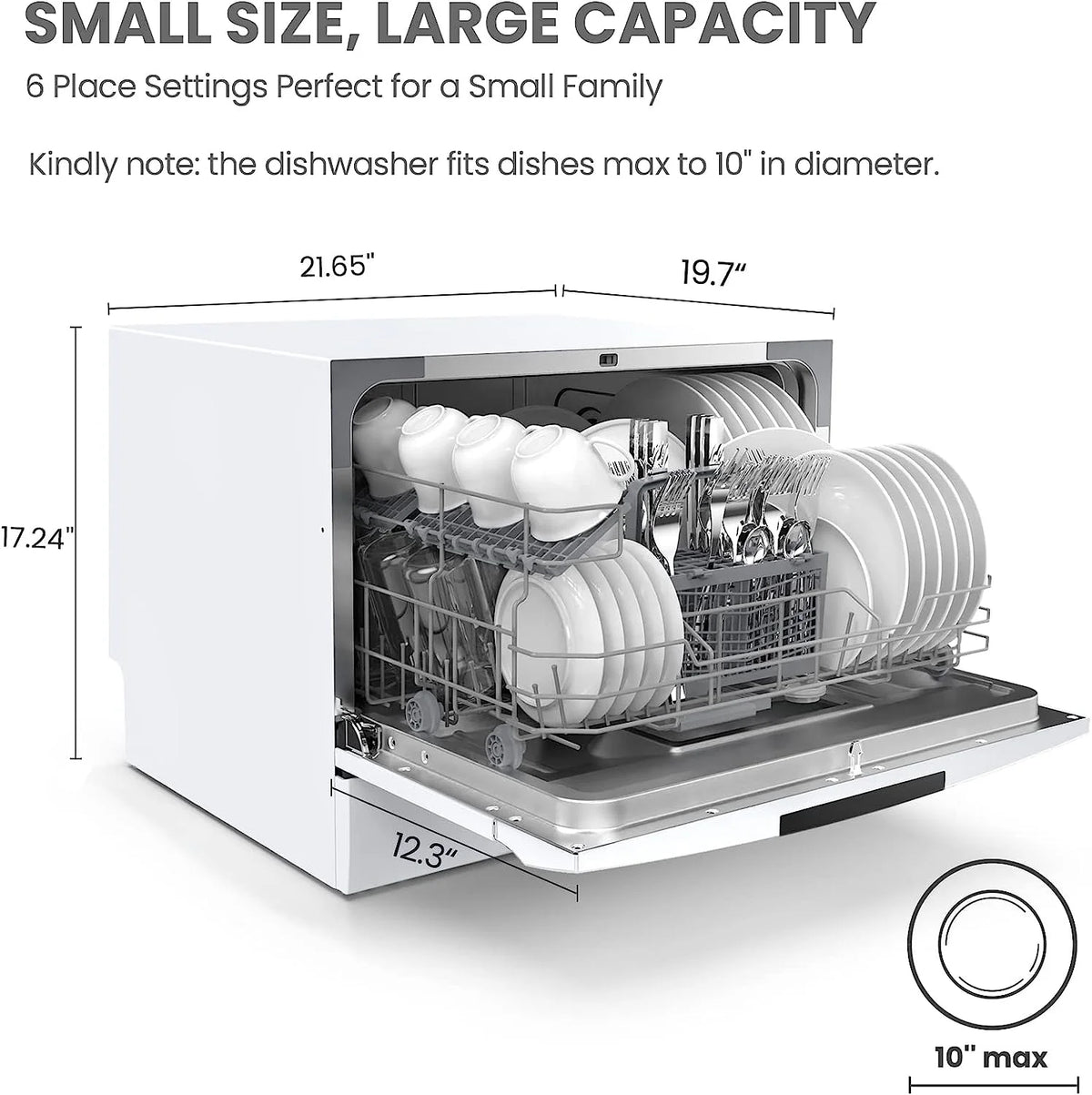 White Countertop Dishwasher with 6 Place Settings O488