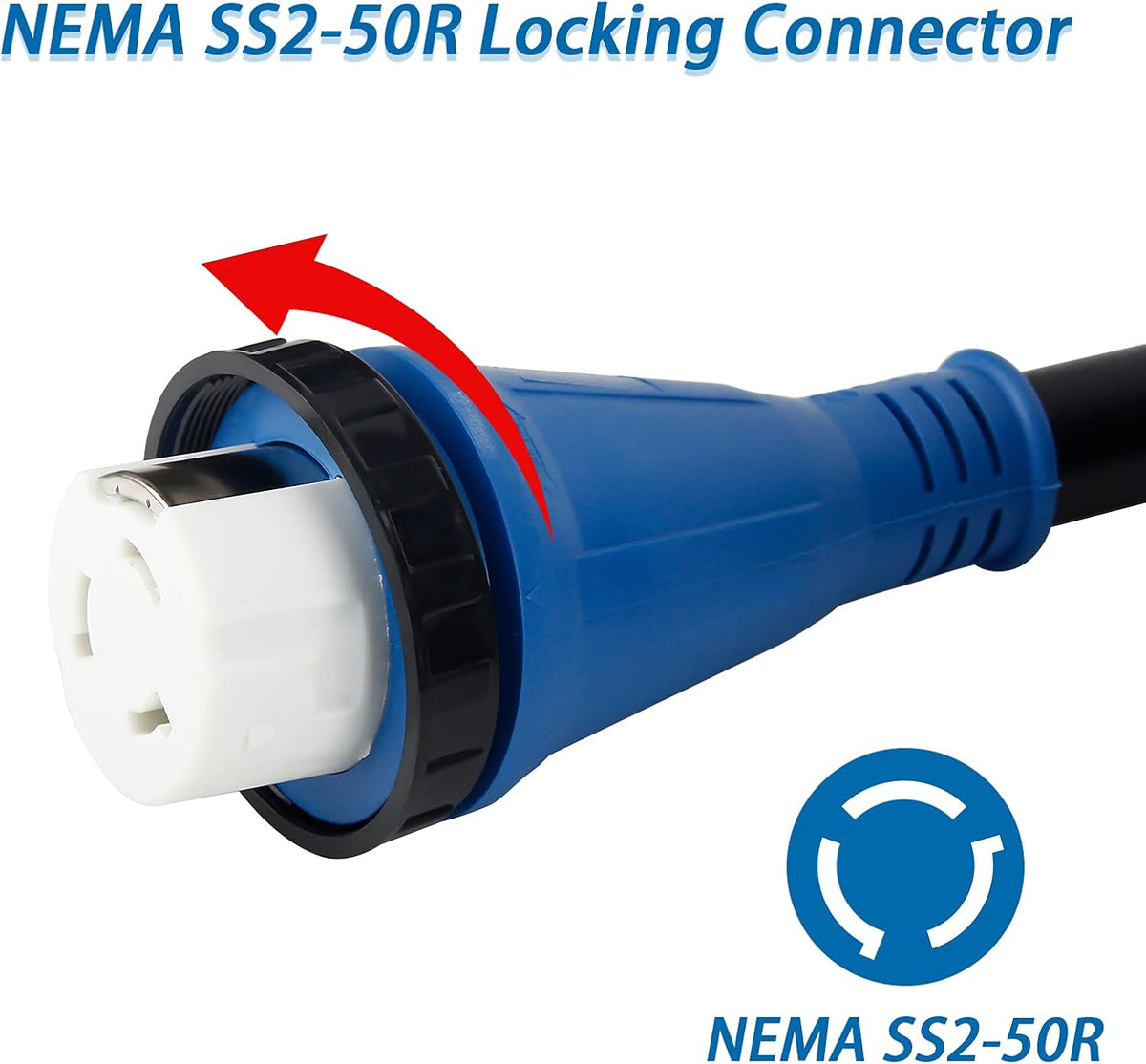 50 Amp 25 Feet RV Power Extension Cord Blue W5324