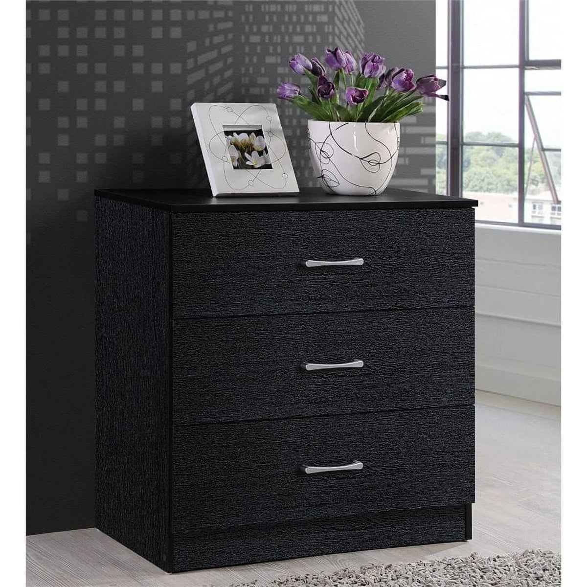 2 Piece Black Wood Bedroom Set B426