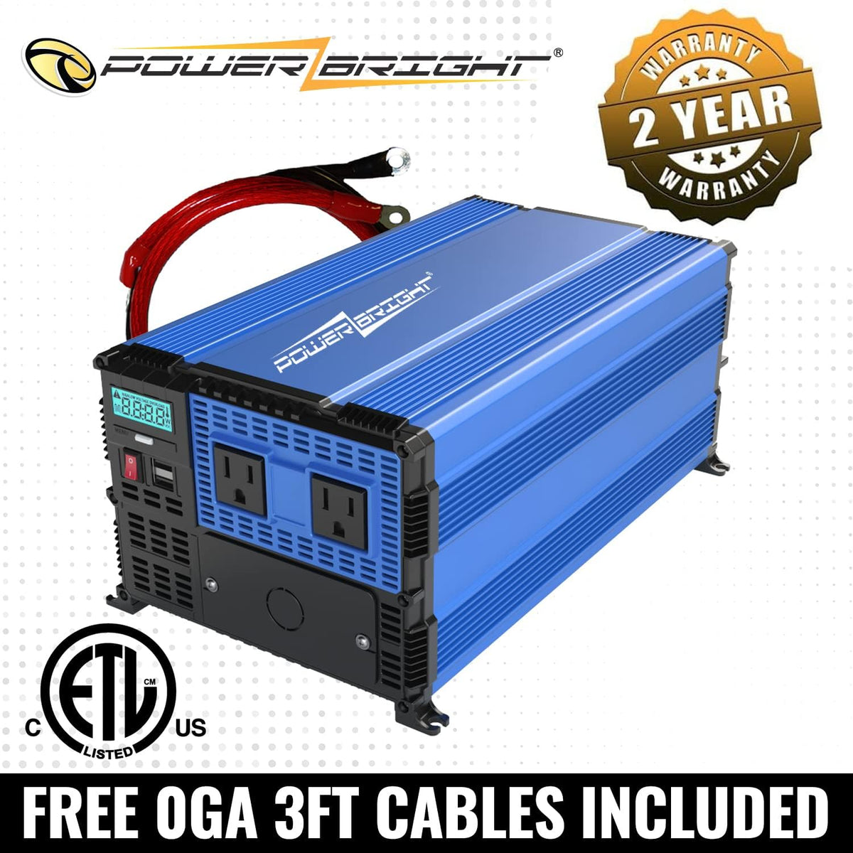 4000 Watts 12V to 110V Modified Sine Wave Car Power Inverter with Dual AC Outlets and Installation Kit F9848