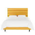 Queen Horizontal Channel Bed Yellow Velvet J7367