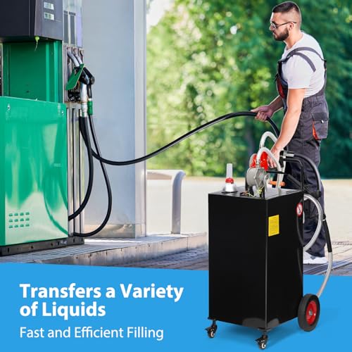 30 Gallon Portable Gas Caddy on 4 Wheels with Manual Transfer Pump Z7661