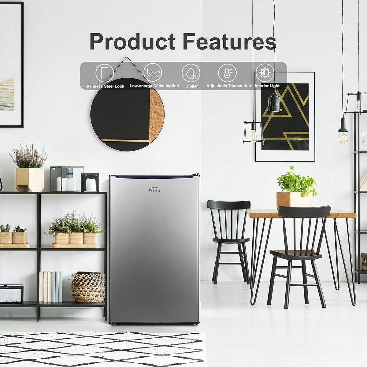 Compact Refrigerator, 3.5 Cu.Ft, Stainless Steel Look W299
