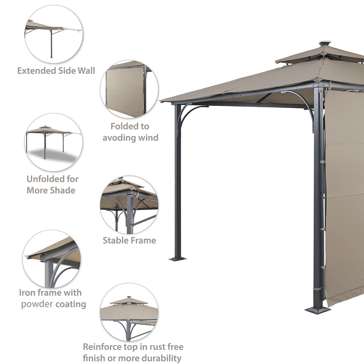 9.8ft. x 9.8ft. Outdoor Patio Gazebo with LED Light, Brown J91082