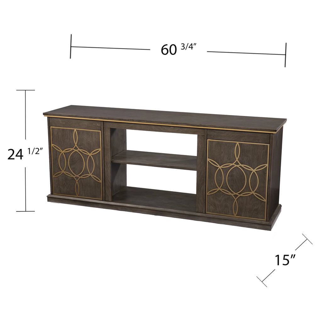 Brown and Gold Media Console with Storage S6823