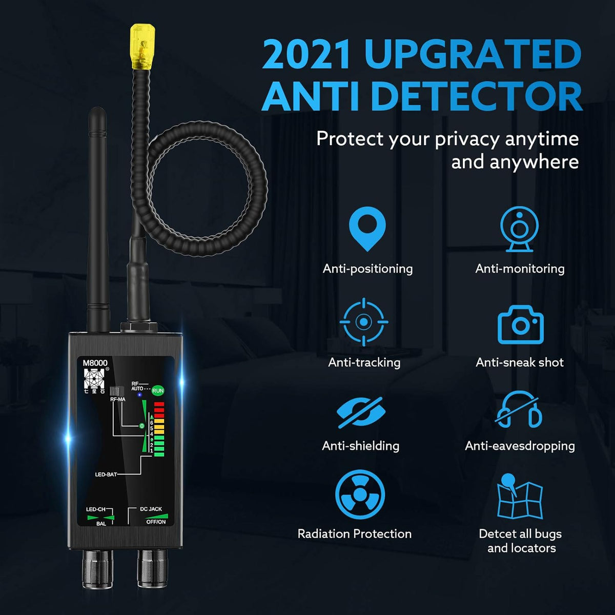 RF Signal Detector Bug Detector Anti Tracking Camera Detector Finder D448