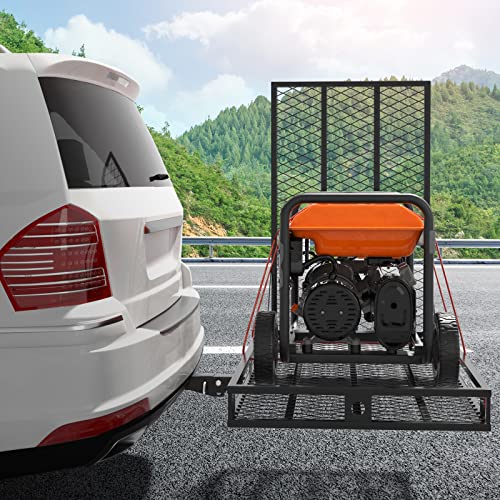 Heavy Duty Folding Hitch Cargo Carrier with Ramp, 500LBS Weight Capacity L59507