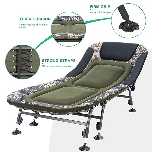 Oversized Folding Camping Cot with Mattress and Carry Bag, Green E954