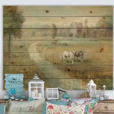 Farmhouse Country Field Print on Wood D193050