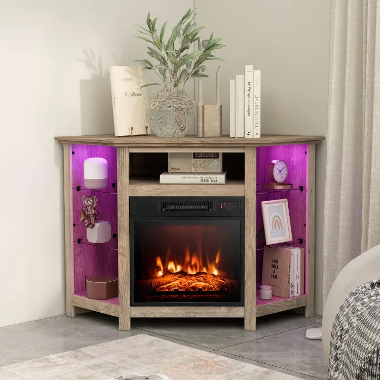 67.0 Corner TV Stand with Electric Fireplace B8378