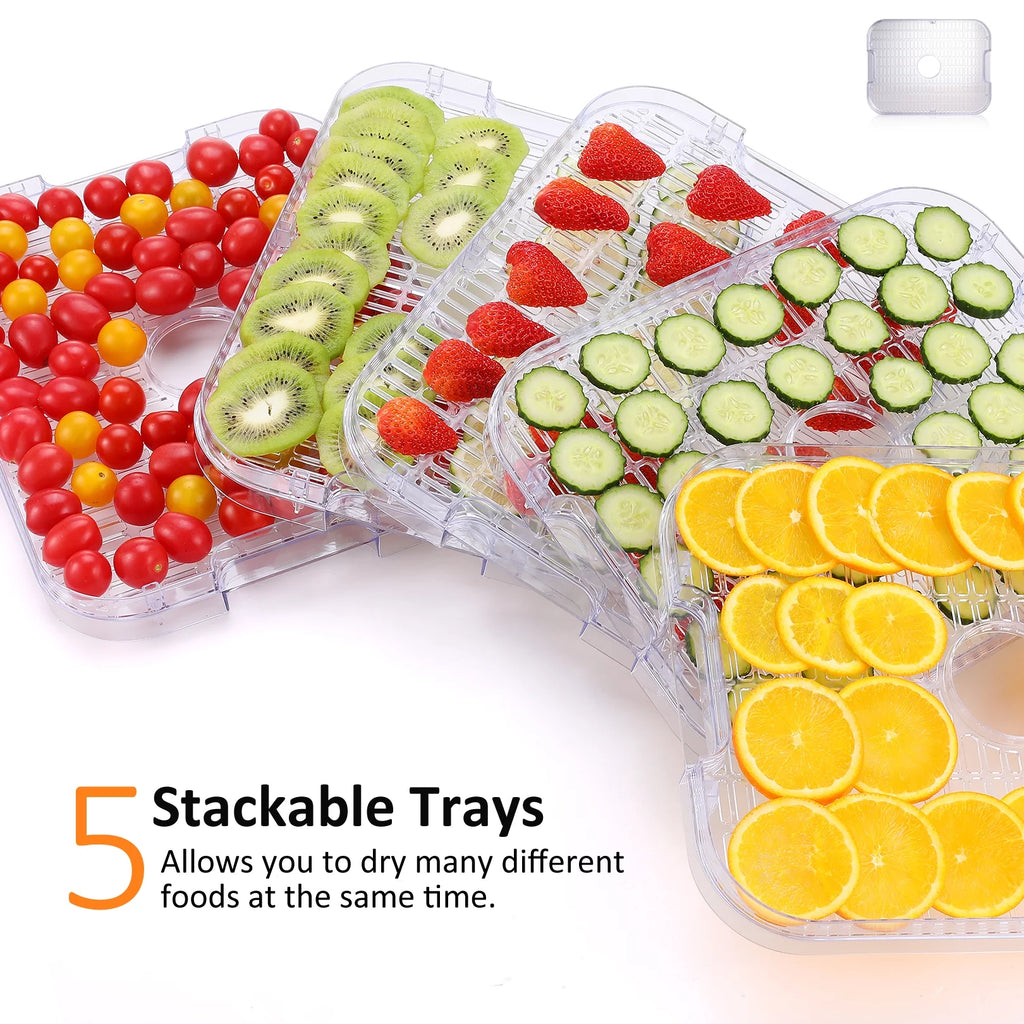 Electric Food Dehydrator, 250W, 5 Drying Trays, Stainless Steel, BPA Free W935