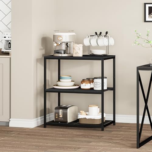 Black Kitchen Island with 3 Shelves K196
