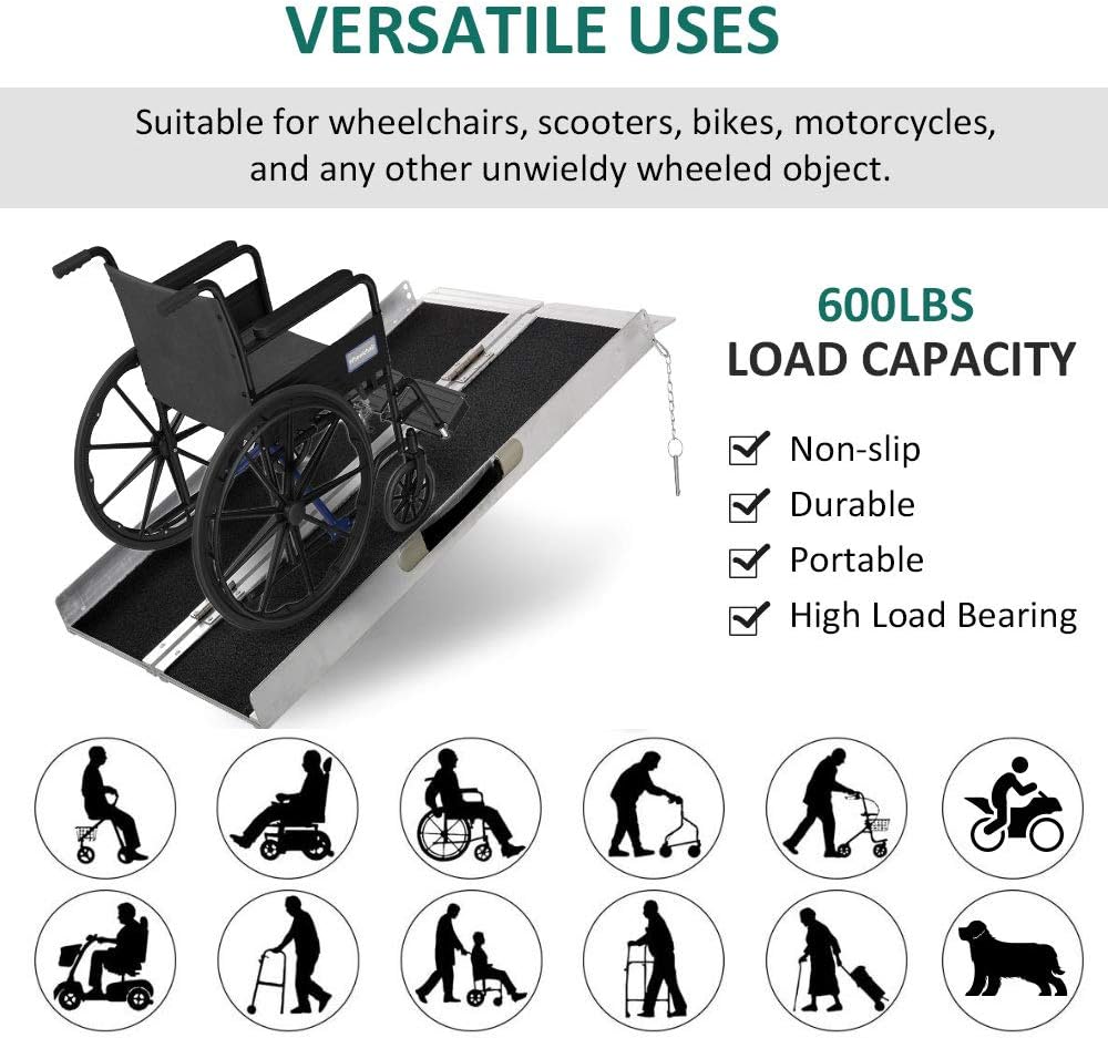 Aluminum Portable Skidproof PVC Carpeted Folding Wheelchair Ramp R994170