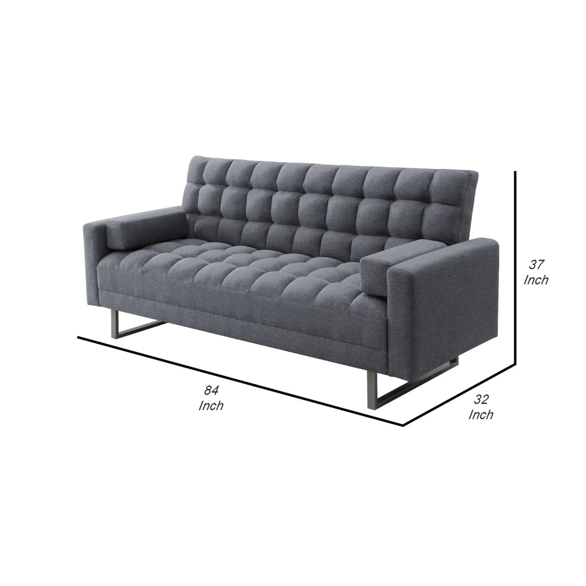 Adjustable Gray Sofa with Tufting and Sled Base W61601