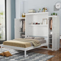 Queen Murphy Bed with 2 Wardrobes and Storage Shelf White B118469