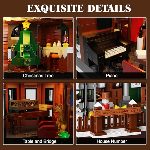House Building Set with LED Light, 1549PCS Building Blocks Toy F12926