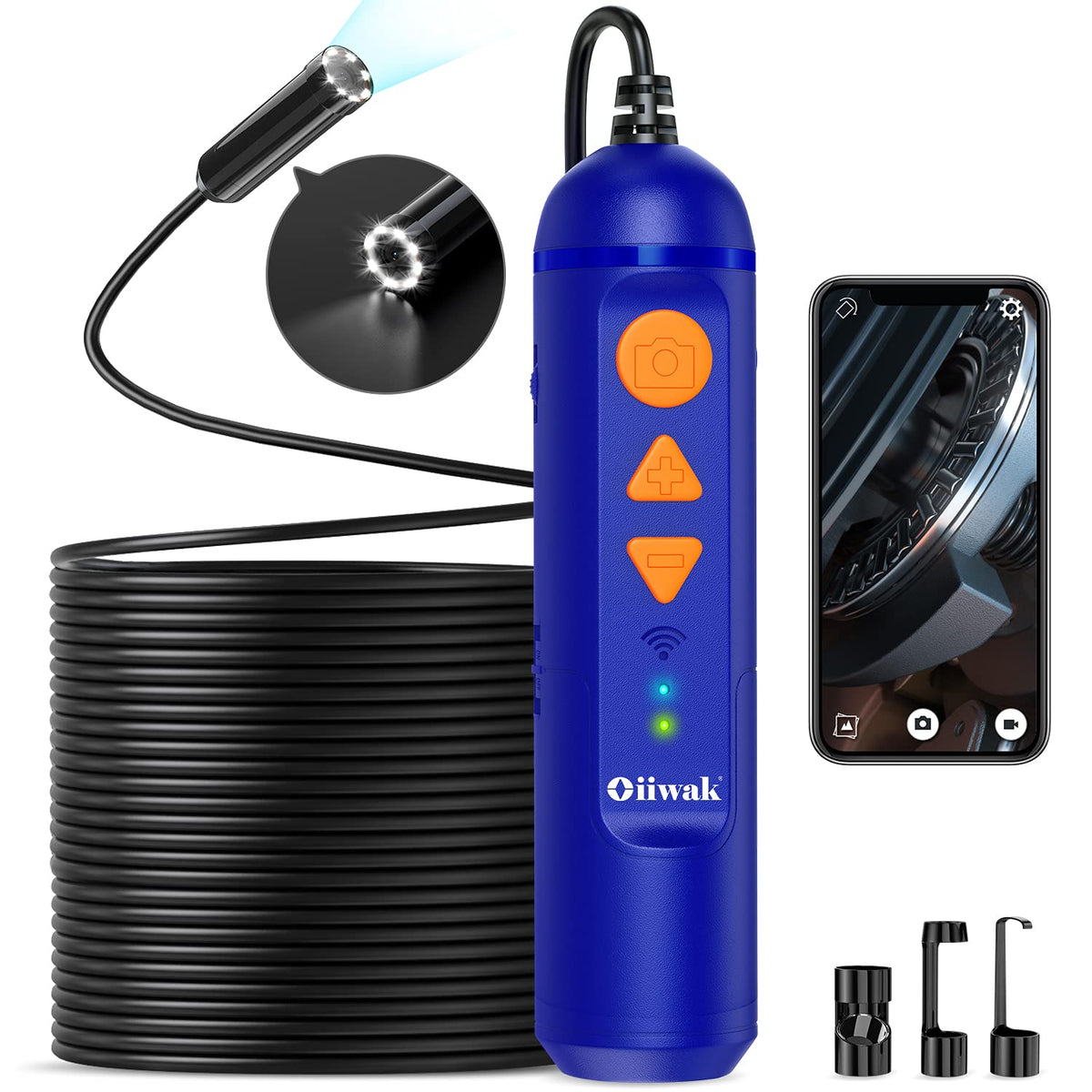50FT Wireless Endoscope 5MP Auto Focus WiFi Drain Camera with Flashlight W438056