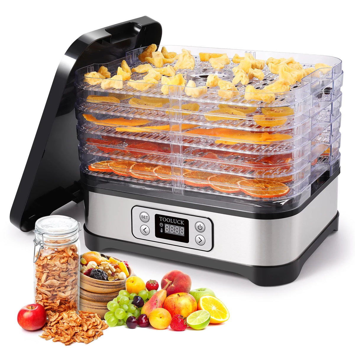 Electric Food Dehydrator, 250W, 5 Drying Trays, Stainless Steel, BPA Free W935