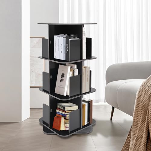 Black 3 Tier Rotating Bookcase V24717
