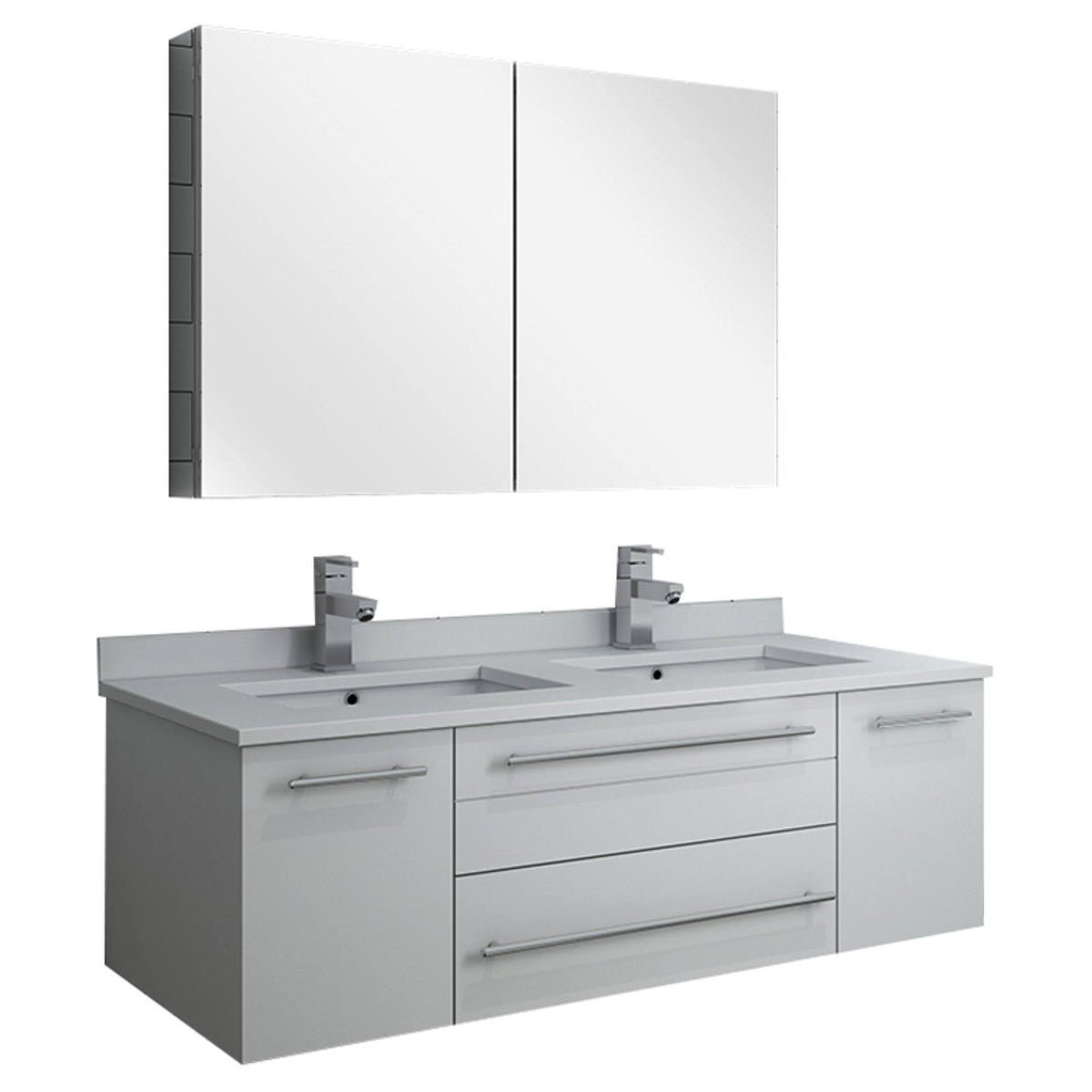 White 48x22 Wall Hung Double Undermount Sink Bathroom Cabinet G46498