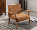 Tan Faux Leather Wooden Accent Chair N30276