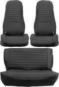 Black Faux Leather Seat Covers for Front High-Back Bucket Seats & Rear Bench Seat Q8607