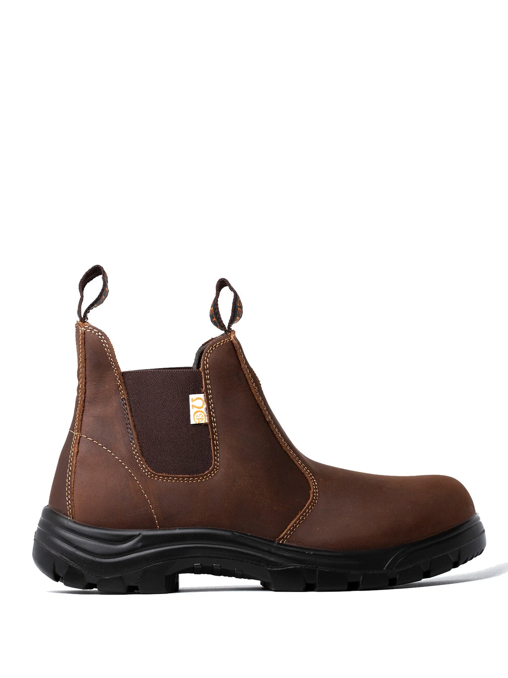 Brown Slip On Leather Steel Toe Work Boots Z998