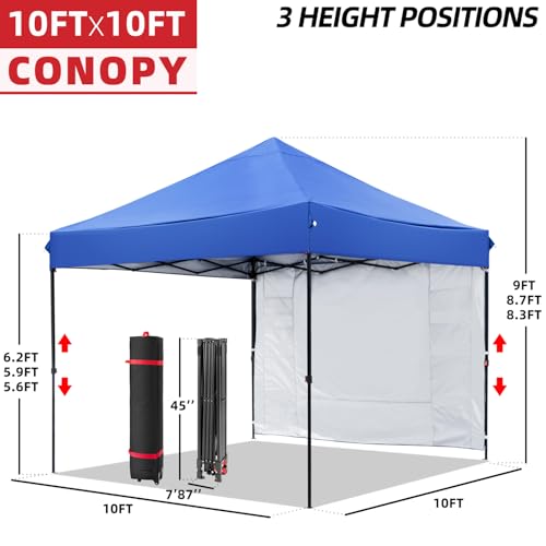 Blue 10x10 FT Pop Up Canopy Tent with 1 Sidewall R878