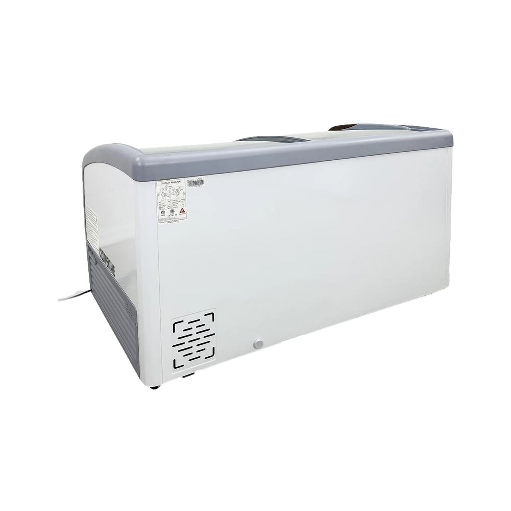 White Curved Glass Top Display Chest Freezer C81320