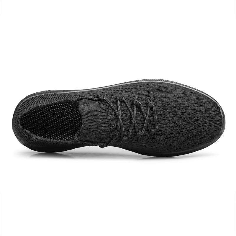All Black Lightweight Breathable Non Slip Slip On Walking Shoes A619
