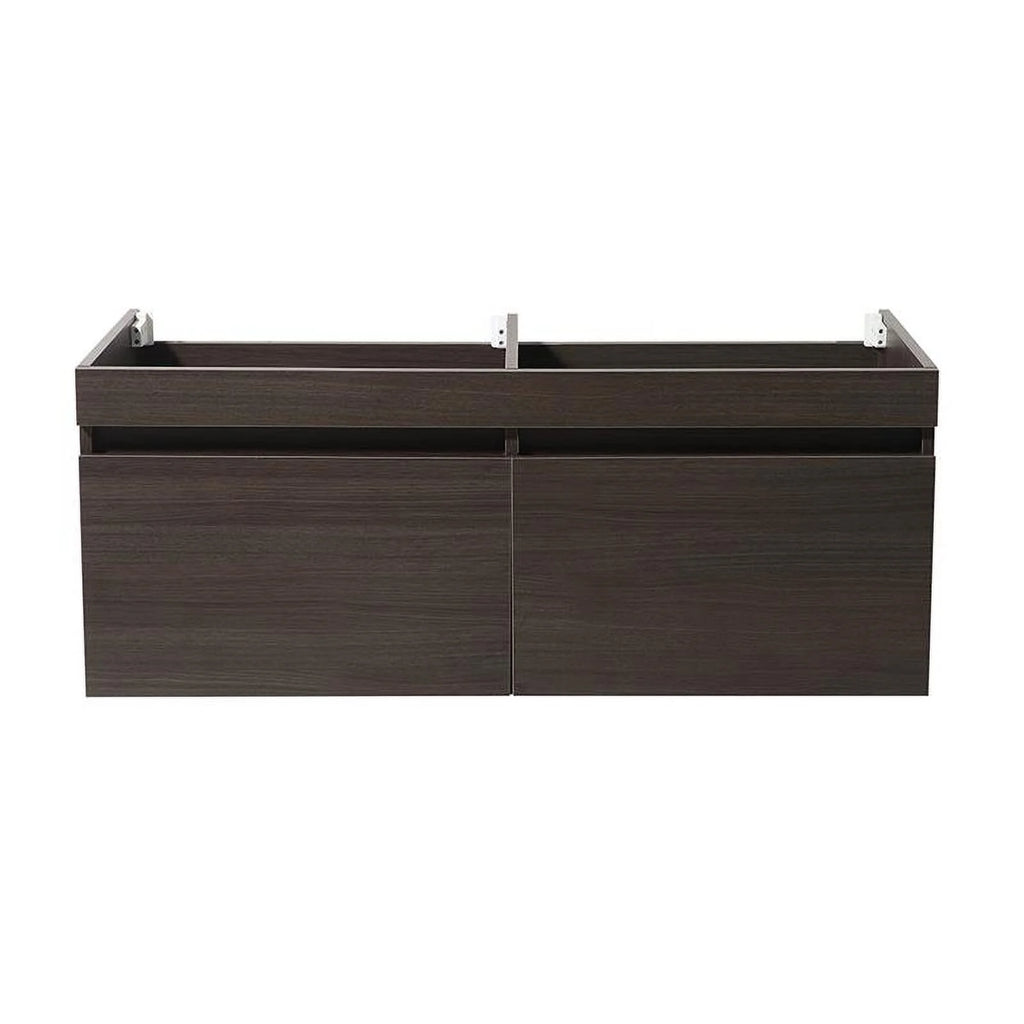 60" Wall Hung Double Sinks Wood Bathroom Cabinet in Gray Oak L590
