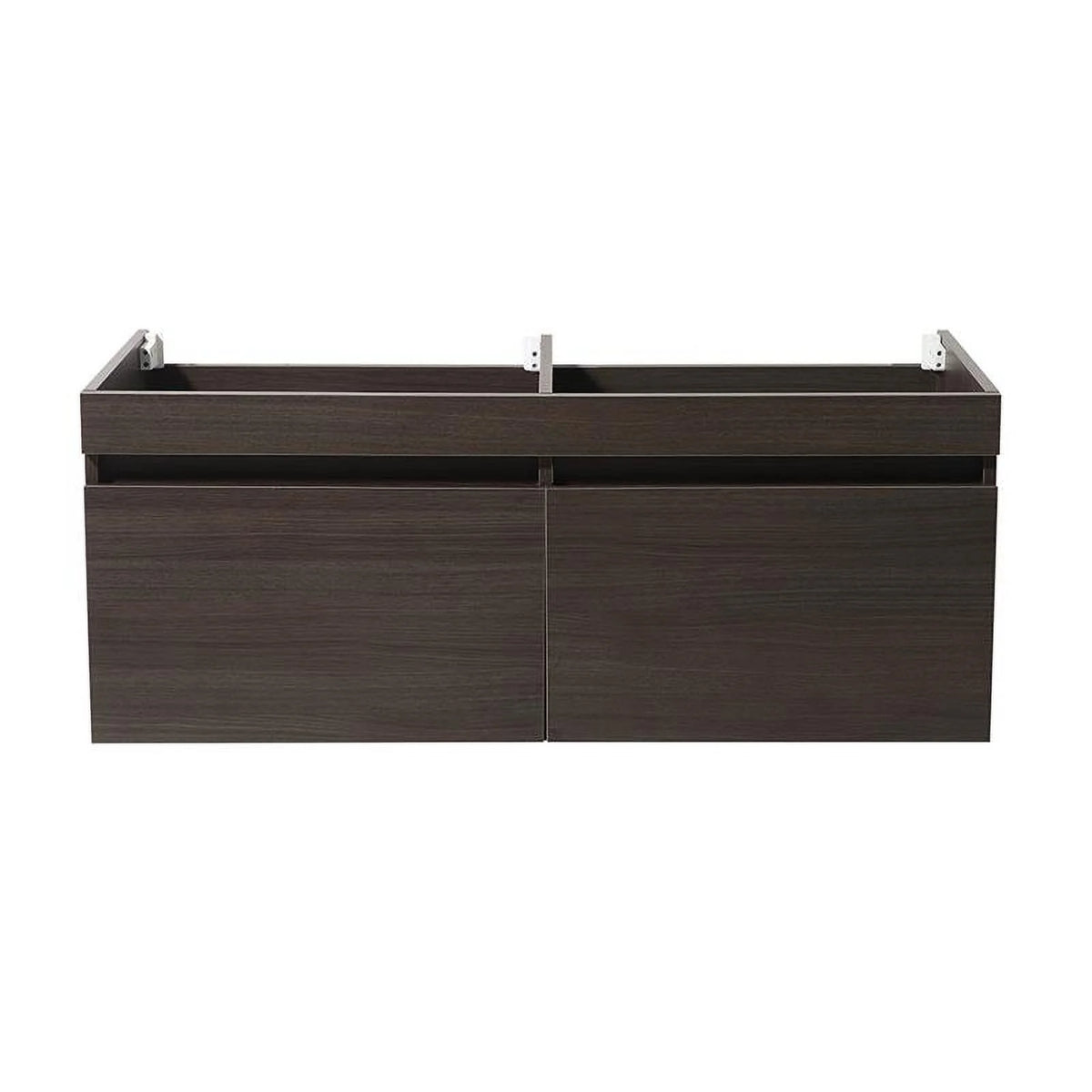 60" Wall Hung Double Sinks Wood Bathroom Cabinet in Gray Oak L590