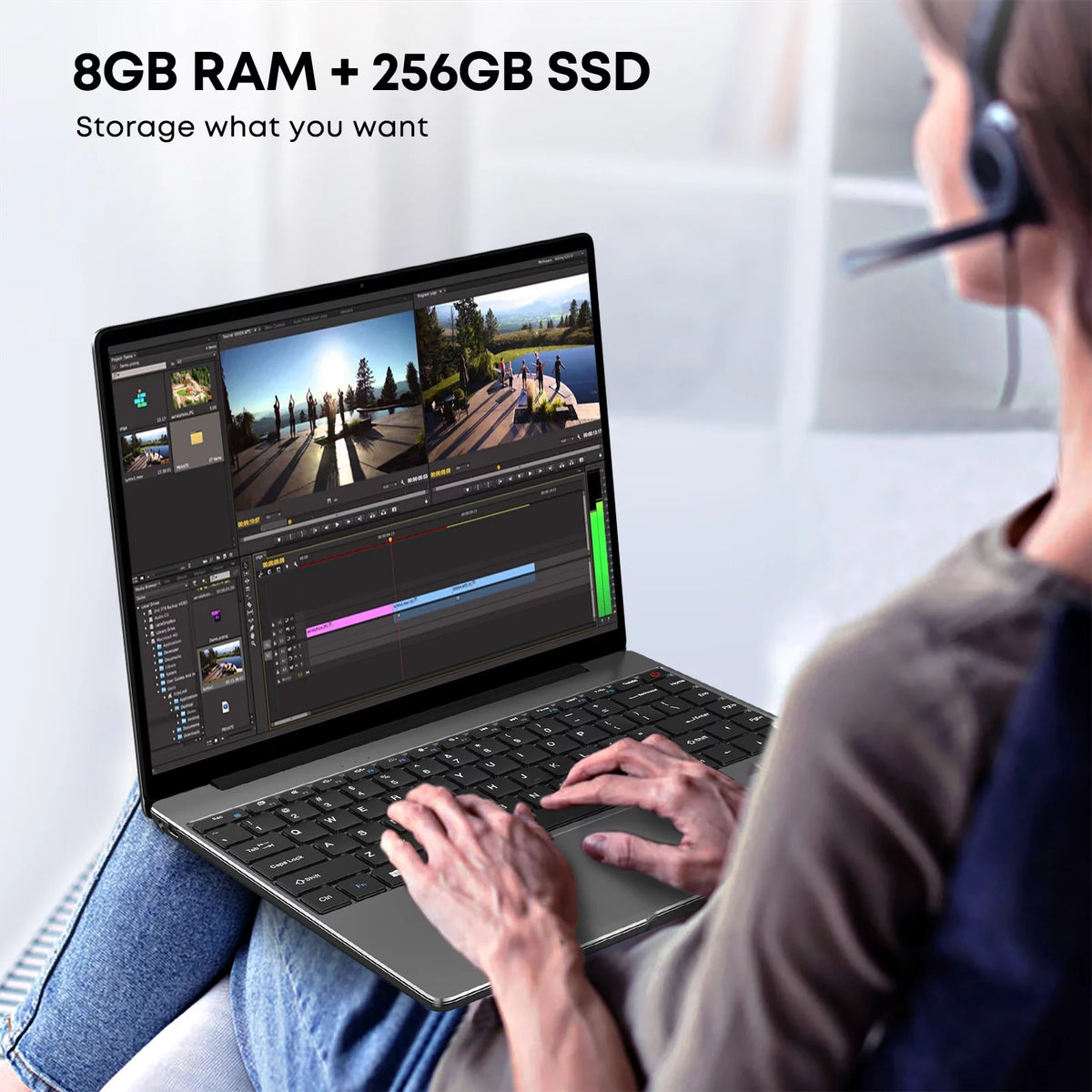 14.1" Laptop 256GB SSD 8G RAM Windows 11 Intel Quad Core IPS Screen Q8556