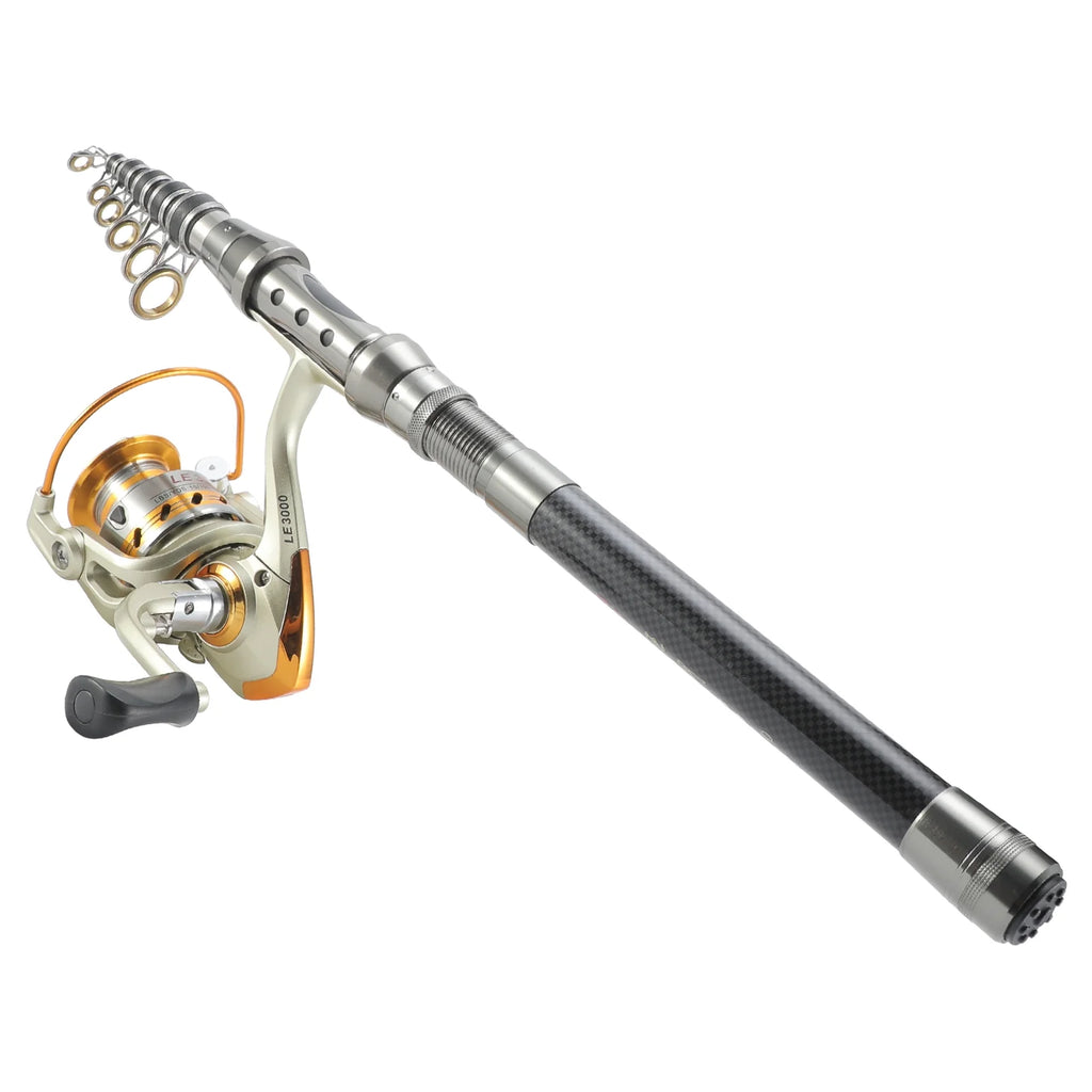 Telescopic Fishing Rod and Reel Combo with Spinning Reel, 100M Fishing Line, Lures, Hooks, and Jig Head N112