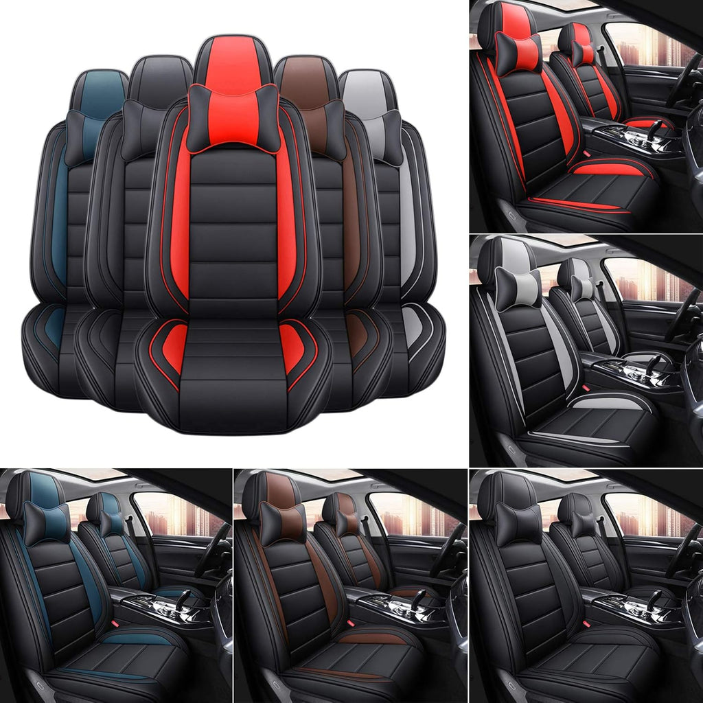Black Coffee Leatherette Car Seat Cover Full Set X3402