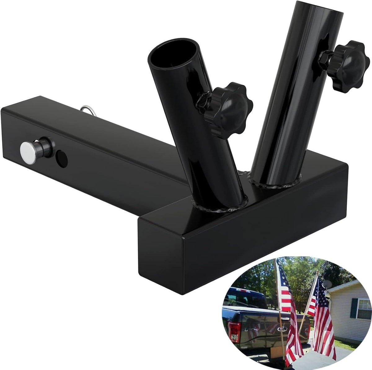 Dual Flag Pole Holder for SUV, RV, Pickup, Truck, Camper, Trailer E595