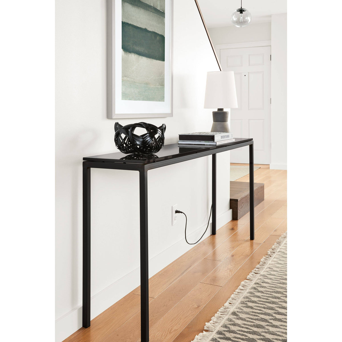 Clear Tempered Glass Console Table with Stainless Steel Frame D89099