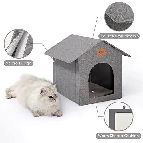 Outdoor Cat House Weatherproof Insulated Grey with Removable Soft Cushion C6237