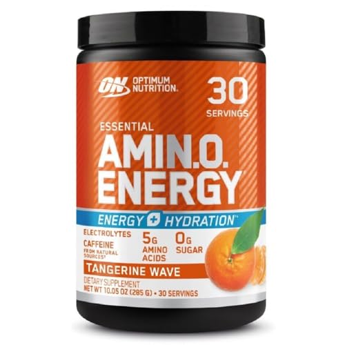 Tangerine Wave 30 Servings Amino Energy Powder with BCAA, Electrolytes, and Caffeine Z7214