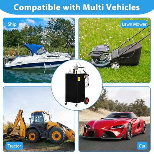 30 Gallon Portable Gas Caddy on 4 Wheels with Manual Transfer Pump Z7661